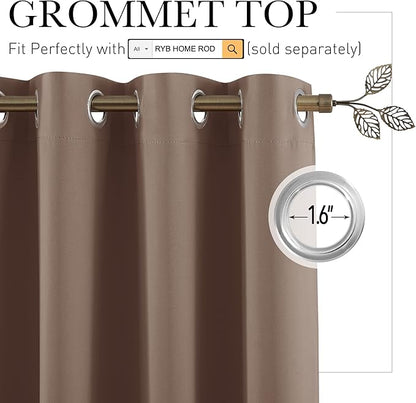 RYB HOME Room Divider Curtains Blackout - Extra Long Curtain Farmhouse Panel for Sliding Glass Door Hallway Pool Hut Louge Garage Foyer Light Block, W 100 x L 120, Cappuccino