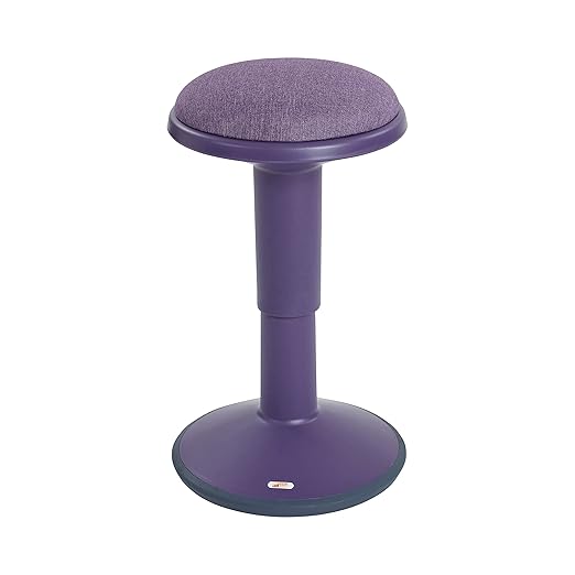 ECR4Kids Sitwell Wobble Stool with Cushion, Adjustable Height, Active Seating, Eggplant