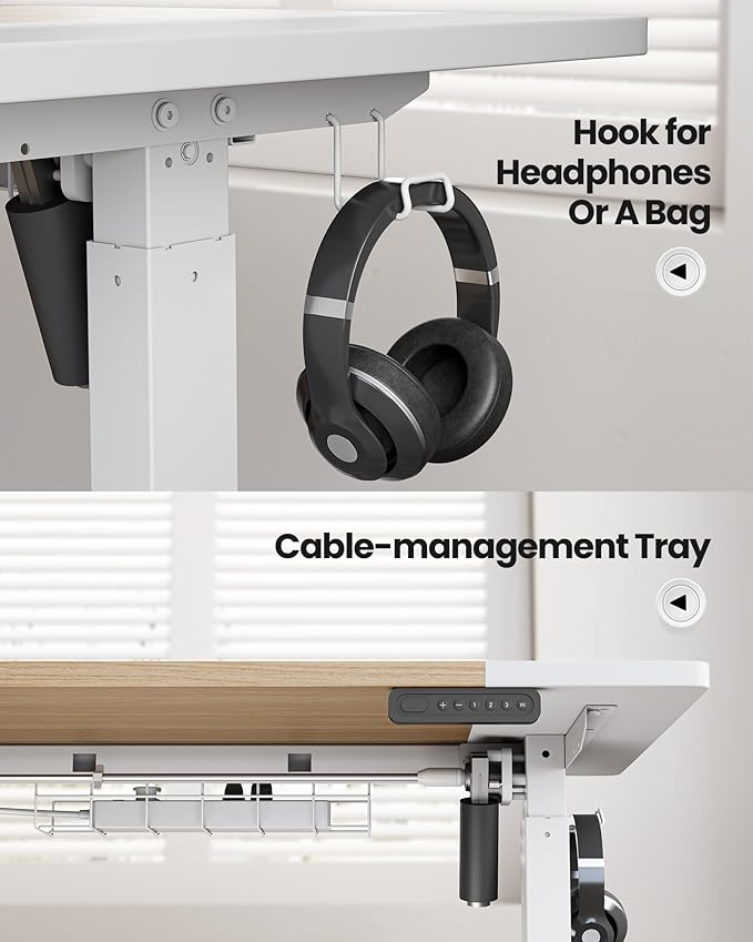 SIAGO Electric Standing Desk Adjustable - 55 x 24 Inch Sit Stand up Desk with Cable Management - 3 Memory Preset Adjustable Height Desk Computer Home Office Desk