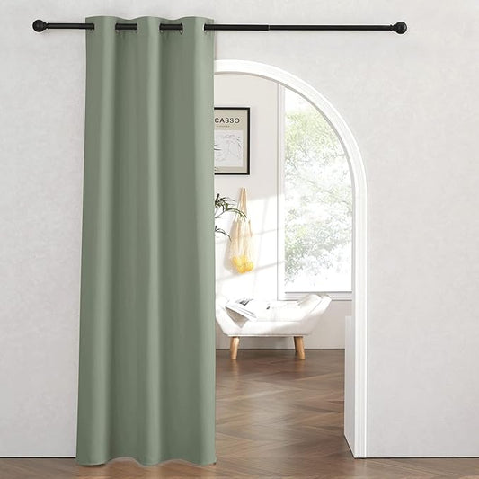 RYB HOME Temporary Doorway Curtains Blackout Privacy Room Divider Curtains Portable Curtains for Closet Wall Curtains for Bedroom Living Room Dining Basement Window, W 60 x L 84 inches, Sea Grenn