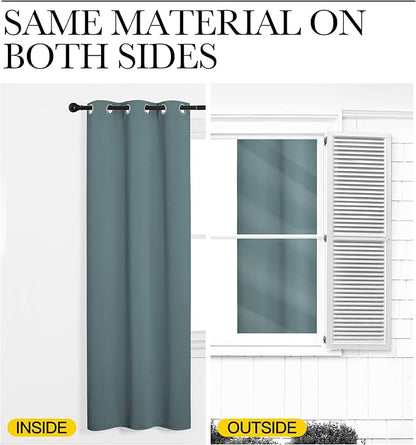 NICETOWN Wall Dividers for Rooms, Room Divider Curtain Screen Partition, Function Thermal Blackout Patio Door Panel, Sliding Door Insulated Curtain for Theater, Greyish Blue, 8.3ft Wide x 9ft Long