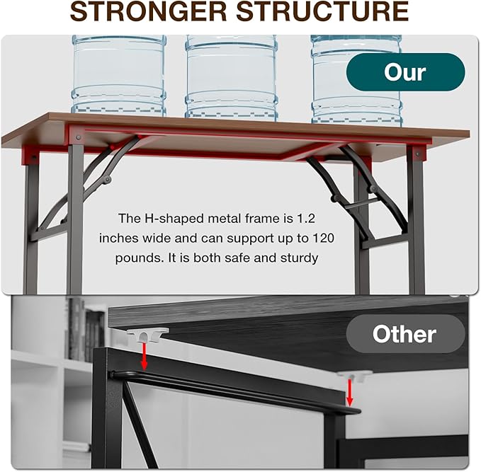 TEMI Small Computer Desk Folding Table - 43.3" Foldable Office Desk, No Assembly, Perfect for Small Spaces in Bedroom, Dorm, or Apartment, Portable Mini Desk or Study Table with Compact Design, Walnut