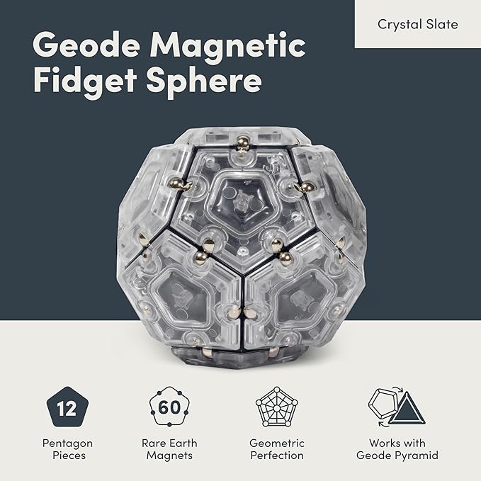 Speks Geode Sphere Magnetic Fidget Toy for Adults & Teens 14+ | Sensory Gadget for Stress Relief and Anxiety, Office Desk Toy Present, Christmas Gift, Holiday Stocking Stuffer | Slate, 12-Piece Set