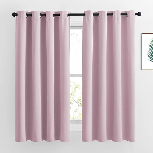 NICETOWN Blackout Curtains for Girls Room - Thermal Insulated Solid Grommet Room Darkening Panels/Drapes for Girl's Bedroom (Lavender Pink=Baby Pink, 1 Pair, 52 by 63-Inch)