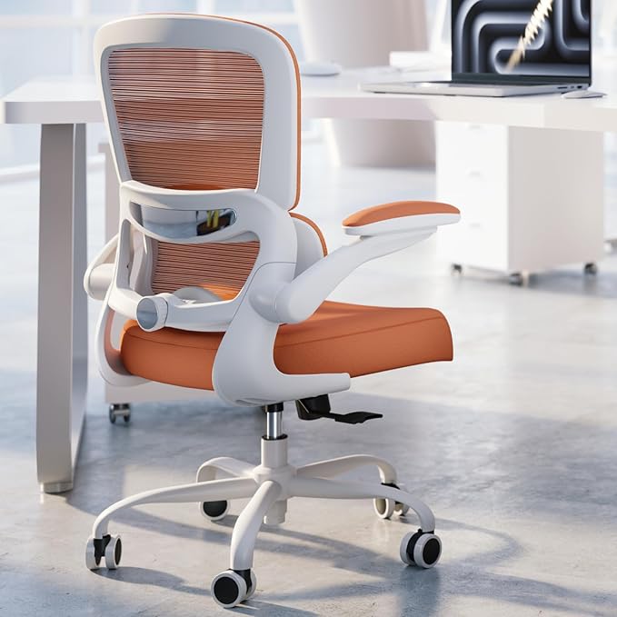 Office Chair - Ergonomic Desk Chair with Adjustable Lumbar Support, Mesh Computer Chair, Executive Chair for Home Office Comfortable Lumbar Support (Orange)