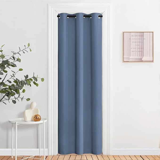 NICETOWN Stone Blue Blackout Curtains for Living Room - Window Treatment Energy Saving Thermal Insulated Room Darkening Solid Grommet Panels for Bedroom (2 Panels, W37 x L84)