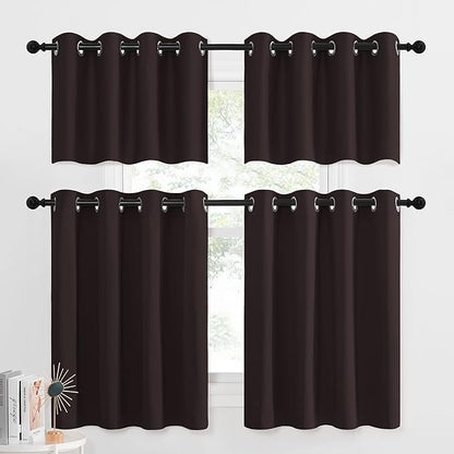 NICETOWN Thermal Blackout Kitchen Panels - Energy Efficient Grommet-Top Drapes for Small Window/Cafe Bar/Thanksgiving (Toffee Brown, 2 Pieces, W52 x L36 inches 1.2 inches Header)