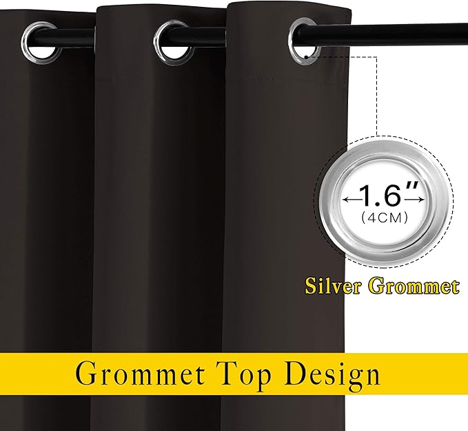 NICETOWN Blackout Thick Window Curtains - (W52 x L120, Brown, 2 Panels) Thermal Insulated Grommet Drape Longer Panels for Bedroom and Living Room