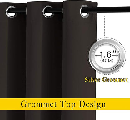 NICETOWN Blackout Thick Window Curtains - (W52 x L120, Brown, 2 Panels) Thermal Insulated Grommet Drape Longer Panels for Bedroom and Living Room