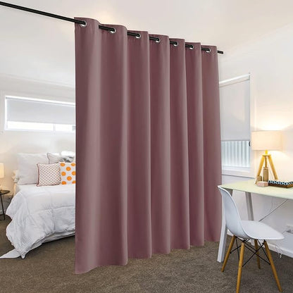 RYB HOME Privacy Room Divider Curtains for Office Bedroom Separation Sound Proof Blanket for Doorway Patio Sliding Glass Door Large Window Curtains Insulating Blackout, W 120 x L 96, Wild Rose