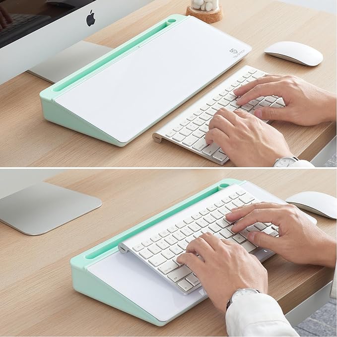 TSJ OFFICE Desktop Whiteboard Dry-Erase-Board - Computer Keyboard Stand White Board Surface Pad with Drawer, Desk Organizers with Accessories for Office, Home, School Supplies