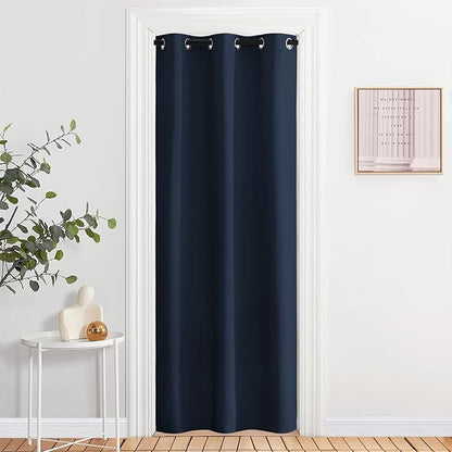 NICETOWN Doorway Curtain Privacy, Door Cover Curtain, Sound Reducing Winter Insulated Thermal Room Darkening Blackout Curtains for Bedroom, 80 inch Length (1 Panel, 2.8ft Wide by 6.7ft Long, Navy)