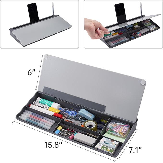 TSJ OFFICE Desktop Whiteboard Dry-Erase-Board - Computer Keyboard Stand White Board Surface Pad with Drawer, Desk Organizers with Accessories for Office, Home, School Supplies…