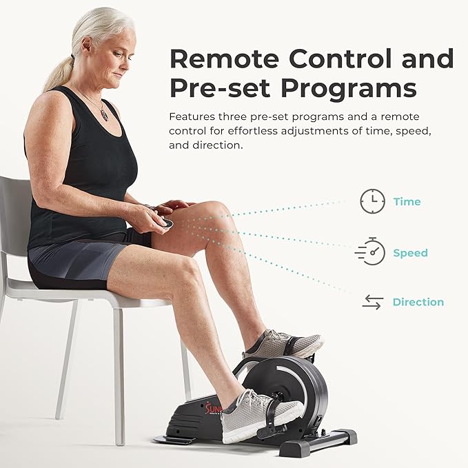 Sunny Health & Fitness Dual Function Under Desk Pedal Exerciser, Portable Indoor Cardio Mini Bike at Home, Arm/Leg Cycle for Seniors, Optional Magnetic, Motorized & Free SunnyFit App Bluetooth Connect