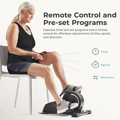 Sunny Health & Fitness Dual Function Under Desk Pedal Exerciser, Portable Indoor Cardio Mini Bike at Home, Arm/Leg Cycle for Seniors, Optional Magnetic, Motorized & Free SunnyFit App Bluetooth Connect