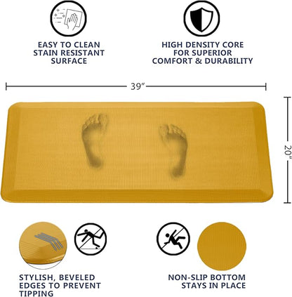 ComfiLife Anti Fatigue Floor Mat – 3/4 Inch Thick Perfect Kitchen Mat, Standing Desk Mat – Comfort at Home, Office, Garage – Durable – Stain Resistant – Non-Slip Bottom (20" x 39", Mustard)