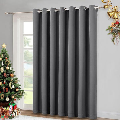 NICETOWN Wall Curtain for Bedroom, Room Divider Curtain for Doorways, Vertical Blind for Sling Door, Privacy Sound Reduction Curtains Room Dividers for Patio (Grey, 1 Panel, 8ft Tall x 12.5ft Wide)