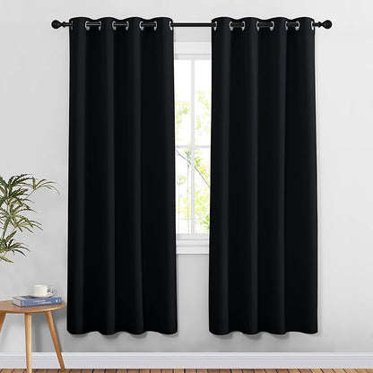 NICETOWN Black Blackout Curtains 78 inches Long 2 Panels Burg - Light Reducing Thermal Insulated Grommet Privacy Doorway Curtains Window Treatments for Bedroom (Set of 2, W52 x L78)