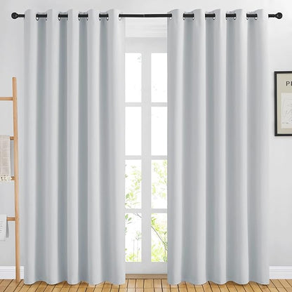 NICETOWN Room Darkening Curtains for Living Room - Easy Care Solid Thermal Insulated Grommet Room Darkening Curtains/Panels/Drapes for Bedroom (2 Panels, 66 by 84, Greyish White)