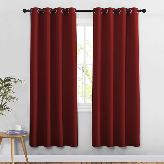 NICETOWN Blackout Curtains for Doorway 78 inches Long, Grommet Privacy Door Curtains Room Darkening Thermal Drapes for Bedroom/Christmas Day, Burgundy Red, 2 Panels, W52 x L78