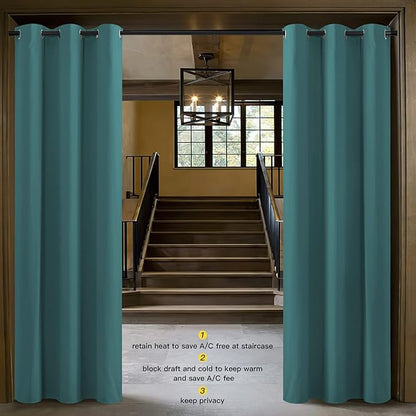 NICETOWN Doorway Curtain Room Divider Drape Screen Partitions, Vertical Blind for Sling Door, Blackout Window Curtains Privacy Blind for Patio (Sea Teal, 1 Panel, 7ft Tall x 5ft Wide)