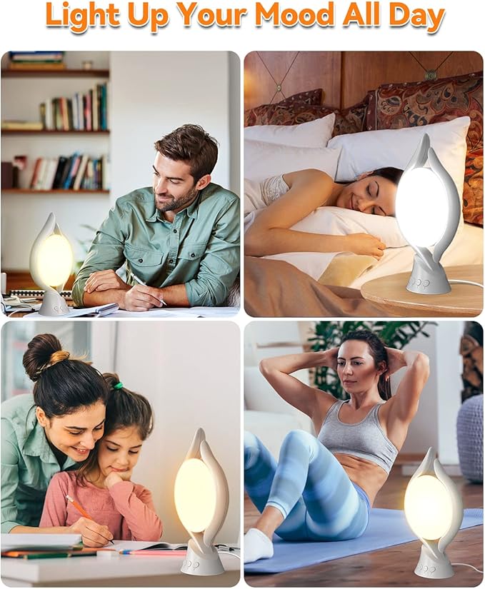 HIBOITEC Light Therapy Lamp 10,000 Lux, 3 Color Temperature Modes Therapy Light-UV-Free LED Happy Mood Light with 5 Brightness Levels - Natural Daylight Sun Lamp for Office Christmas Gift