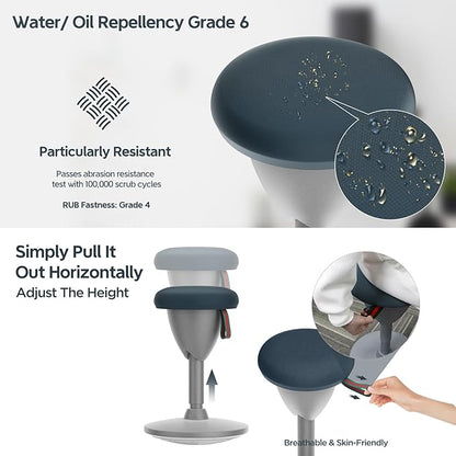 Wobble Stool Standing Desk Stool, Ergonomic Active Learning Stool, Height Adjustable, Foam-Padded Backless Balance Stool with 360° Rocking, Wiggle Stool for Office Desks and Classrooms