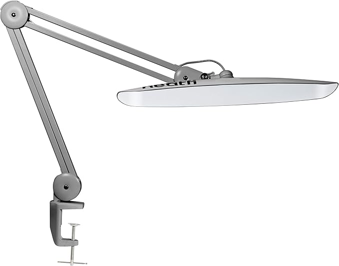 Neatfi XL 2,200 Lumens LED Desk Lamp with Clamp, 24W Bright Architect Task Lamp, 20 Inches Dimmable Computer Light, Adjustable Desk Light for Home, Office, Crafts, Nails & Hobbies (Non-CCT, Silver)