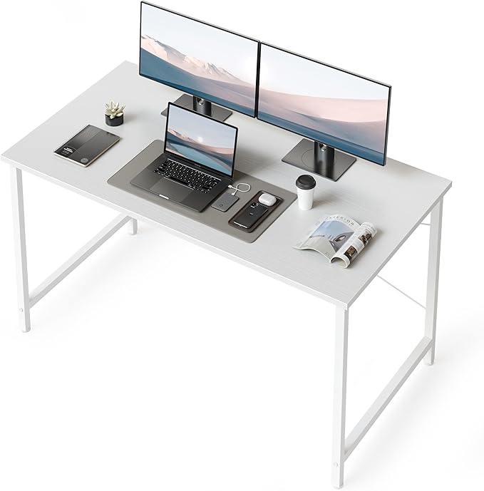 CubiCubi Computer Desk, 47 Inch Small Home Office Desk for Small Spaces, Modern Simple Style for Home, Office, Study, Writing, Modern White