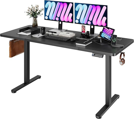 Monomi Electric Standing Desk, 71 x 31.5 inches Height Adjustable Desk, Ergonomic Home Office Sit Stand Up Desk with Memory Preset Controller (Black Top/Black Frame)