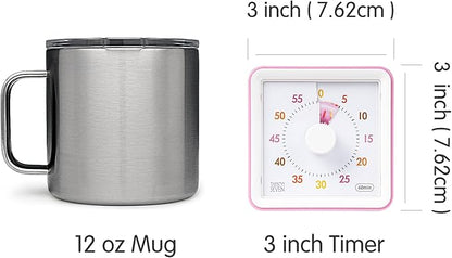 Visual Timer with Protective Case, 60-Minute Countdown Timer for Kids Autism ADHD Classroom Home Office, Countdown Clock for Teaching Work Meeting Time Management with Pink Donut Pattern