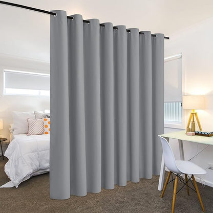 RYB HOME Room Divider Curtains Blackout, Total Privacy Curtains Screen Partition, Noise Block & Thermal Insulated Drapes for Bedroom Sliding Door Backdrop, W 180 x L 108 inch, Sliver Grey, 1 Pc