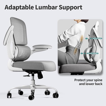 Office Chair - Ergonomic Desk Chair with Adjustable Lumbar Support, Mesh Computer Chair, Executive Chair for Home Office Comfortable Lumbar Support(Grey)