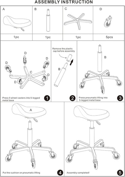 Professional Saddle Stool with Wheels Ergonomic Swivel Rolling Height Adjustable for Clinic Dentist Beauty Salon Tattoo Home Office (Camel)