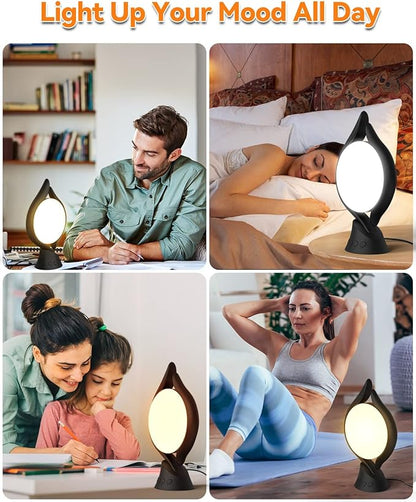 HIBOITEC Light Therapy Lamp, UV-Free 10000 Lux Therapy Light, LED Happy Mood Lamps with 5 Adjustable Brightness and Timer & Memory Function, 3 Color Temperature, Unique Art Design for a Happy Life