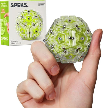 Speks Geode Sphere Magnetic Fidget Toy for Adults & Teens 14+ | Sensory Gadget for Stress Relief and Anxiety, Office Desk Toy Present, Christmas Gift, Holiday Stocking Stuffer | Peridot, 12-Piece Set