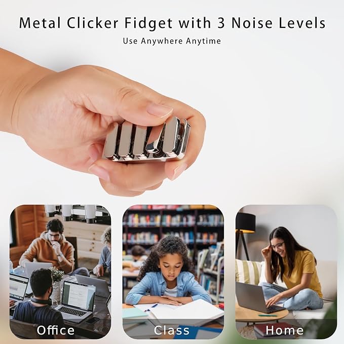 Fidget Toys Adults Metal Fidget Slider EDC Magnetic Haptic Fidget Clicker with 3 Noise Levels, Loud-Quieter-Quiet Fidget Toy for Adults Office Class, Magnetic Toys, Relief Stress and Anxiety