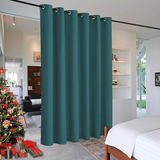 RYB HOME Room Divider Curtains Thermal Insulated Room Darkening Privacy Panels Noise Reduce Home Partitions for Fitting Room Shortage Backdrop, 9 ft Tall x 10 ft Wide, Teal, 1 Panel