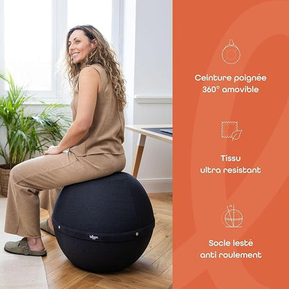 Bloon Paris Ergonomic Sitting Ball Chair - Premium Desk Chair for Home and Office with Active Seating - Durable & Stylish Balance Ball Chair - Trufa - Regular Size