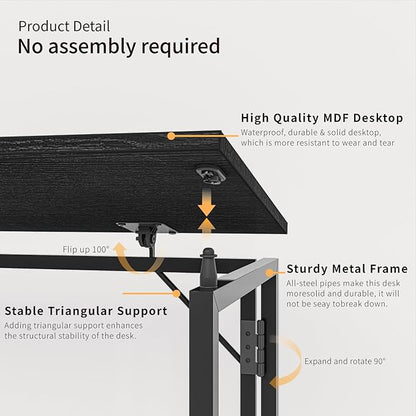 Folding Desk 30 Inch - Small Foldable Desk for Small Space Minimalist, Space Saving Collapsible Compact Desk Portable Table for Craft, Writing, Study and Work (No Assembly Required)