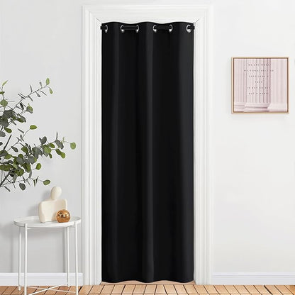 NICETOWN Door Curtain for Doorway Privacy, Curtains 80 Inch Length, Room Divider Curtain Cover, Blackout Temporary Insulated Closet Curtain for Bedroom Closet (1 Panel, 6.7ft Tall x 2.8ft Wide, Black)