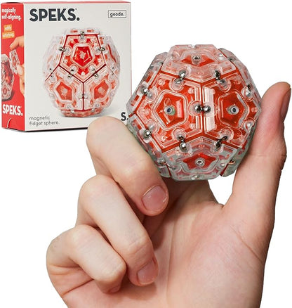 Speks Geode Sphere Magnetic Fidget Toy for Adults & Teens 14+ | Sensory Gadget for Stress Relief and Anxiety, Office Desk Toy Present, Christmas Gift, Holiday Stocking Stuffer | Lava, 12-Piece Set