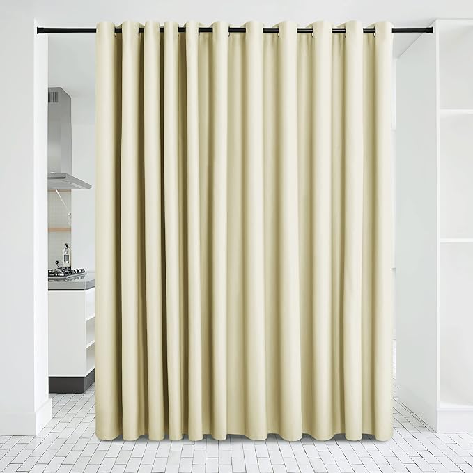 NICETOWN Verical Blinds for Living Room Bedroom Dining Sunroom Basement Wall Divider, Room Dividers Space Screens Partitions, Extra Large Blackout Curtain (1 Pack, 20ft Wide x 8ft Long, Beige)