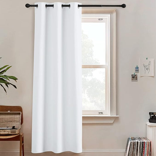 RYB HOME White Curtains 108 inches Long Room Darkening Room Seperating Divider Privacy Drapes for Patio Door Home Theatre Backdrop Living Room Window Decor, 1 Panel, Pure White, W 60 x L 108 inch