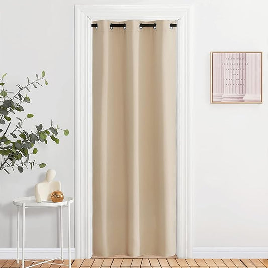 NICETOWN Door Screen Cover for Air Conditioner Room, Insulated Faux Accordion Door, Privacy Draft Keep Heat Out Bedroom Kitchen Drape for Doorway (Biscotti Beige, 1 Panel, 2.8ft Wide x 6.7ft Long)