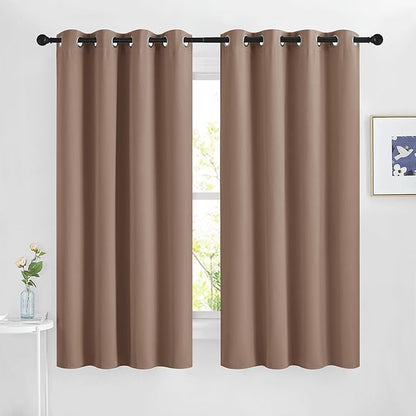 NICETOWN Blackout Curtains for Bedroom, Grommet Top Room Darkening Thermal Insulated Solid Window Treatments for Bedroom/Kids Room, Cappuccino, 2 Panels, W46 x L63