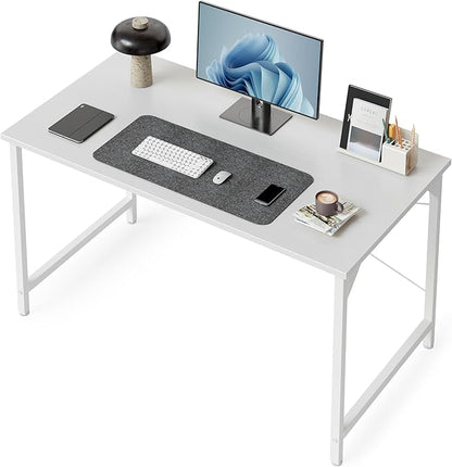 Cubiker Computer Desk, 40 Inch Small Home Office Desk for Small Spaces, Modern Simple Style for Home, Modern White