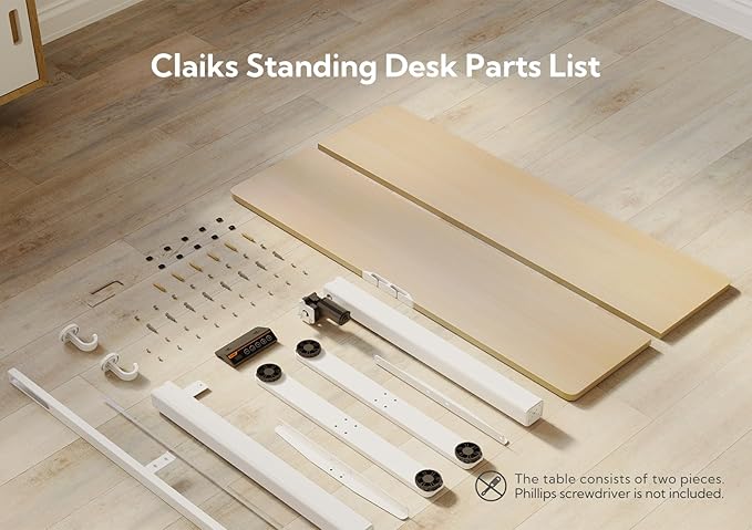 Electric Standing Desk, Adjustable Height Stand up Desk, 40x24 Inches Sit Stand Home Office Desk with Splice Board, White Frame/Nature Top