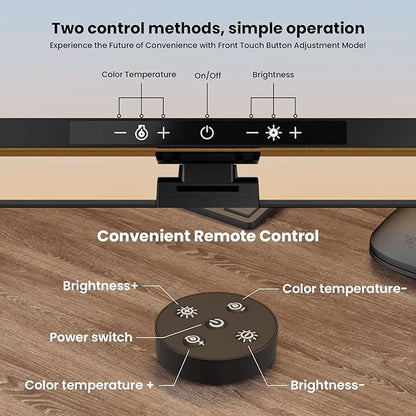 Monitor Light Bar with Remote Control, USB Computer Monitor Lamp, Eye-Care Screen Light Bar, Adjustable Color Temperature, Stepless Dimming, No Screen Glare Desk lamp Home Office Game