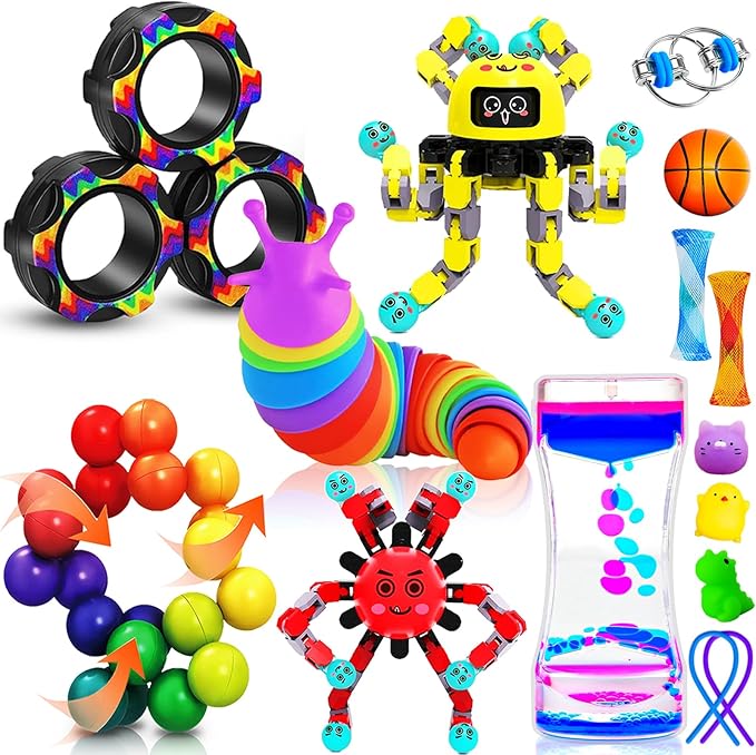 15 Pack Sensory Fidget Toys Pack for Kids Age 5-7, 8-12, Autism Sensory Figette Toys Adult Quiet Fidgets Classroom Calm Down ADHD Stress Anxiety Fidget Box Christmas Easter Basket Stuffers for Teens